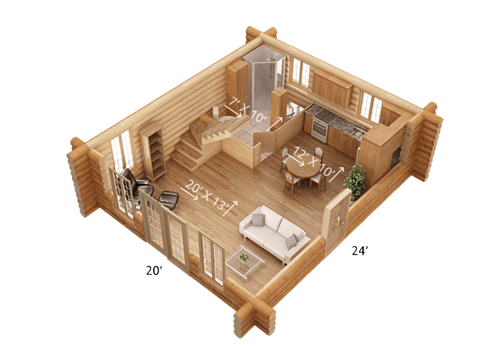 Alpin 20'x24' - Image 3D #1 - Patriote Maisons et Chalets