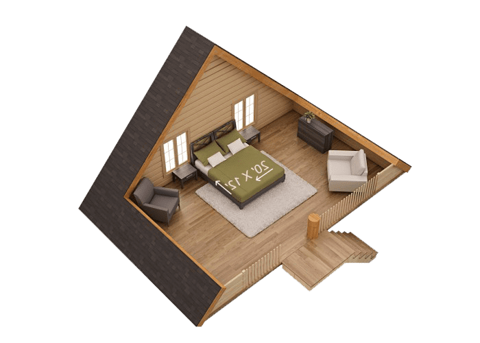 Alpin 20'x28' - Image 3D #2 - Patriote Maisons et Chalets