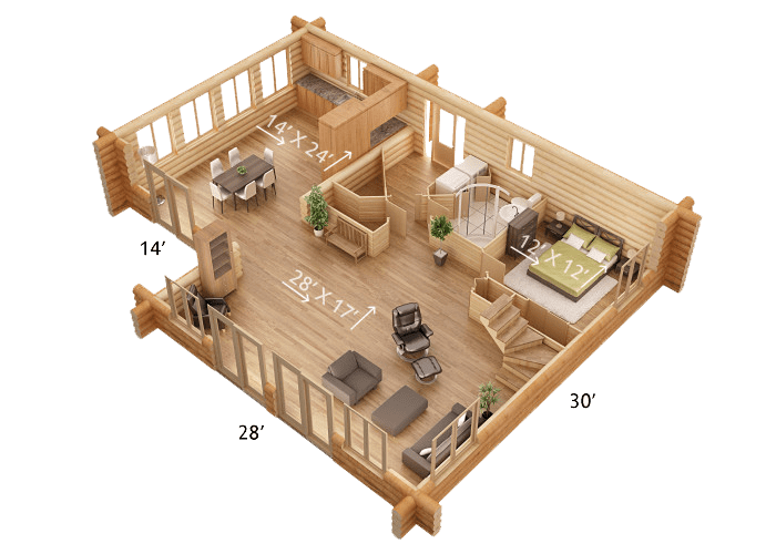 Kénogami avec salle à manger - Image 3D #1 - Patriote Maisons et Chalets
